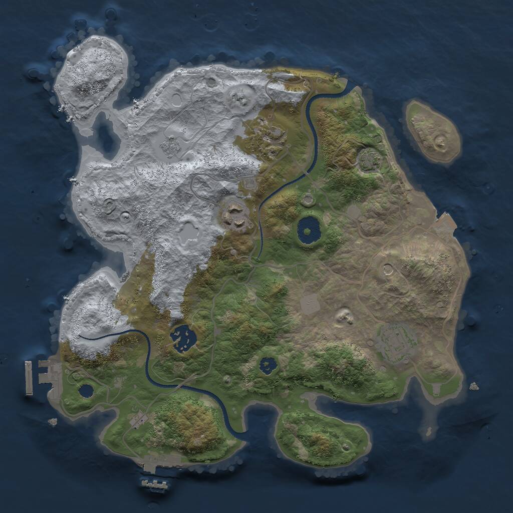 Rust Map: Procedural Map, Size: 3000, Seed: 739440570, 10 Monuments