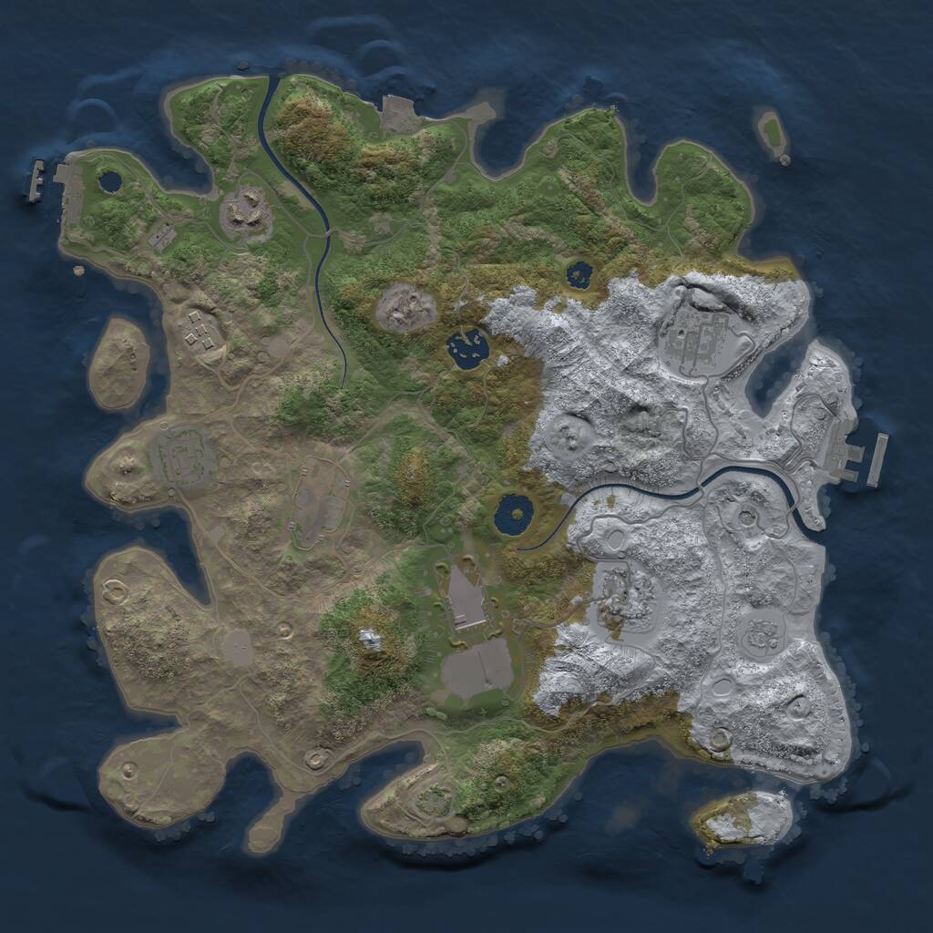 Rust Map: Procedural Map, Size: 3500, Seed: 3560, 14 Monuments