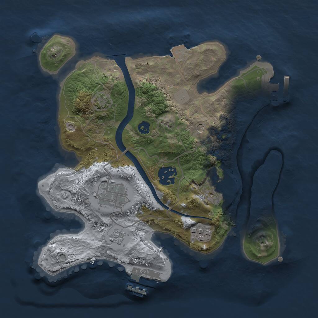 Rust Map: Procedural Map, Size: 2500, Seed: 12920, 10 Monuments