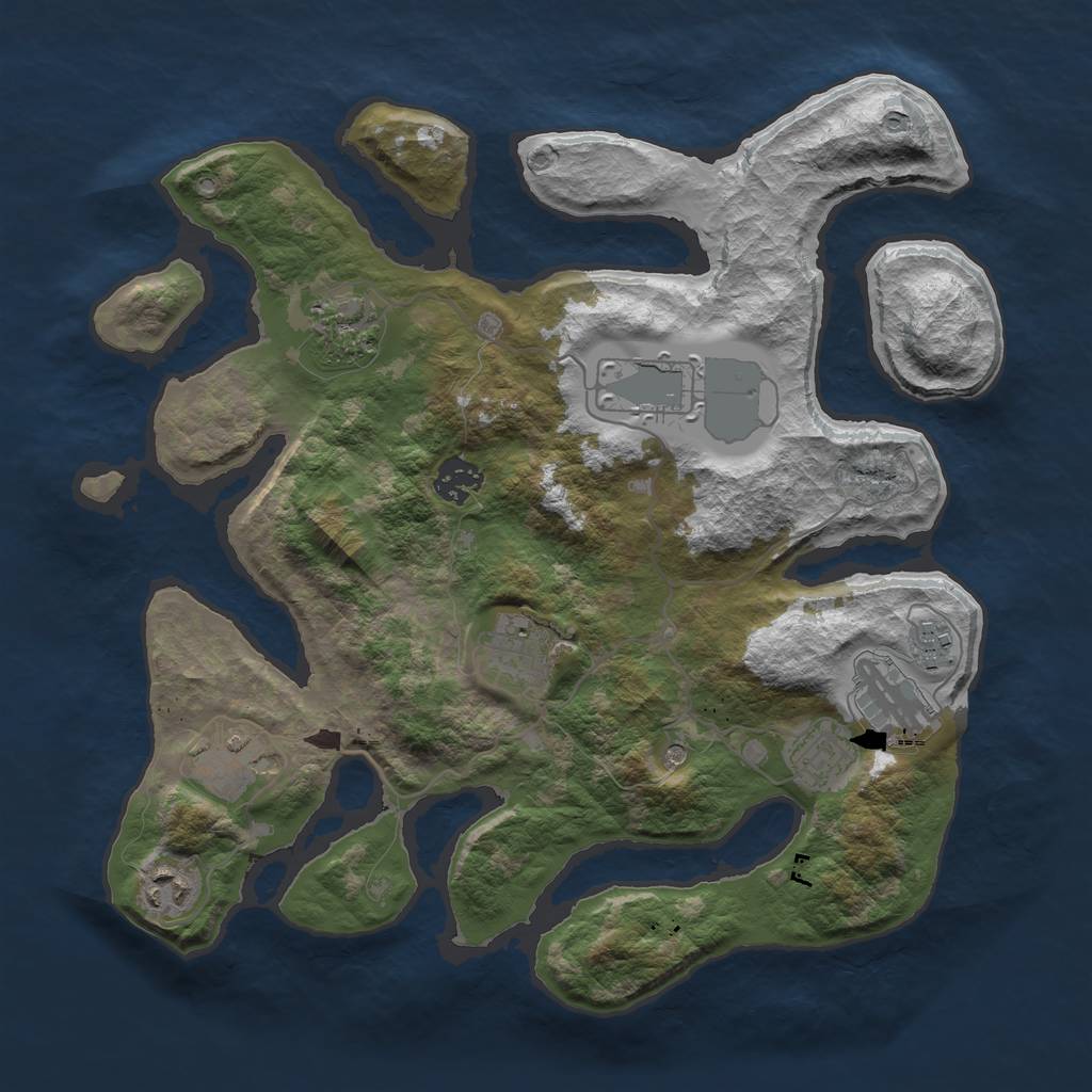 Rust Map: Barren, Size: 3500, Seed: 621531939, 12 Monuments
