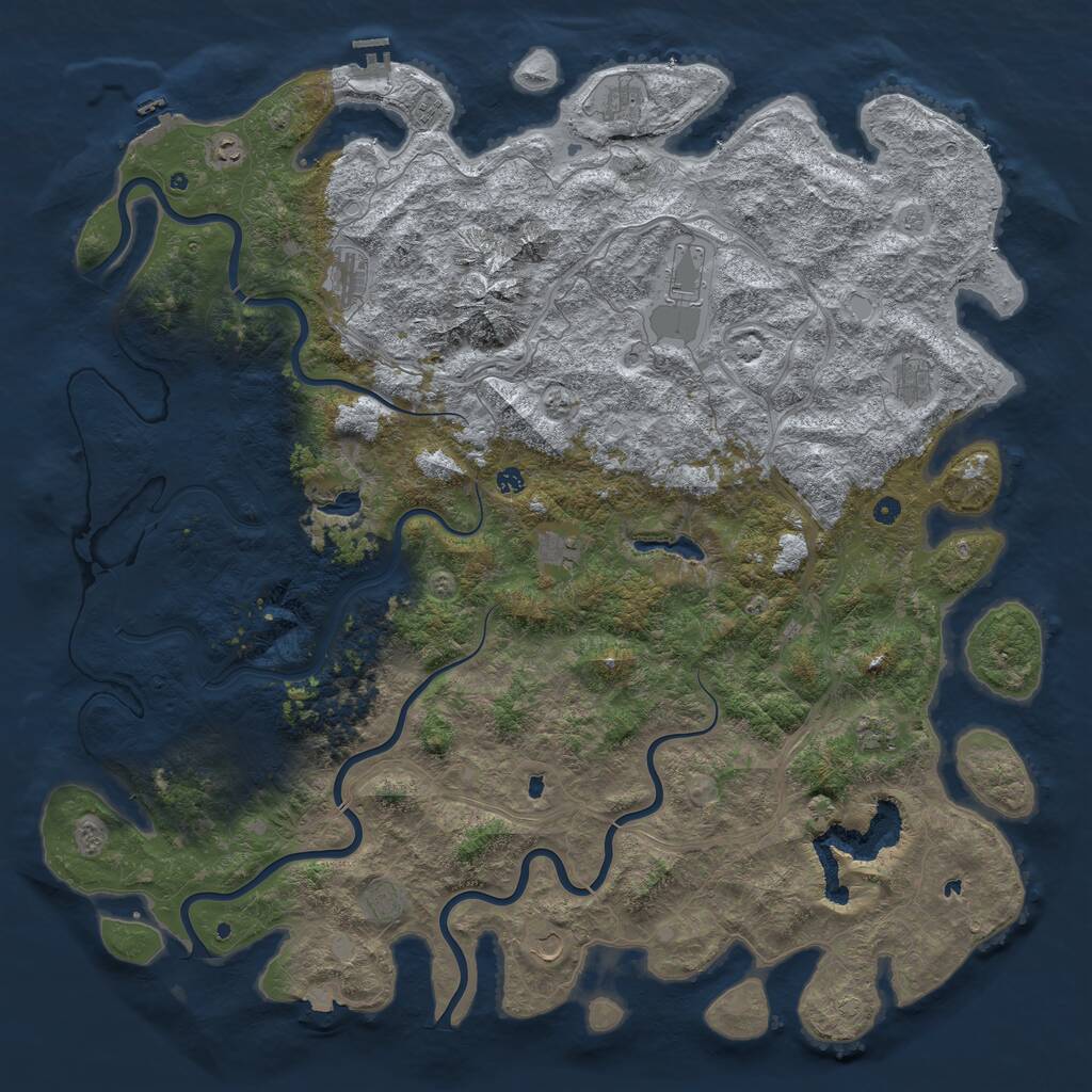 Rust Map: Procedural Map, Size: 6000, Seed: 121890491, 17 Monuments