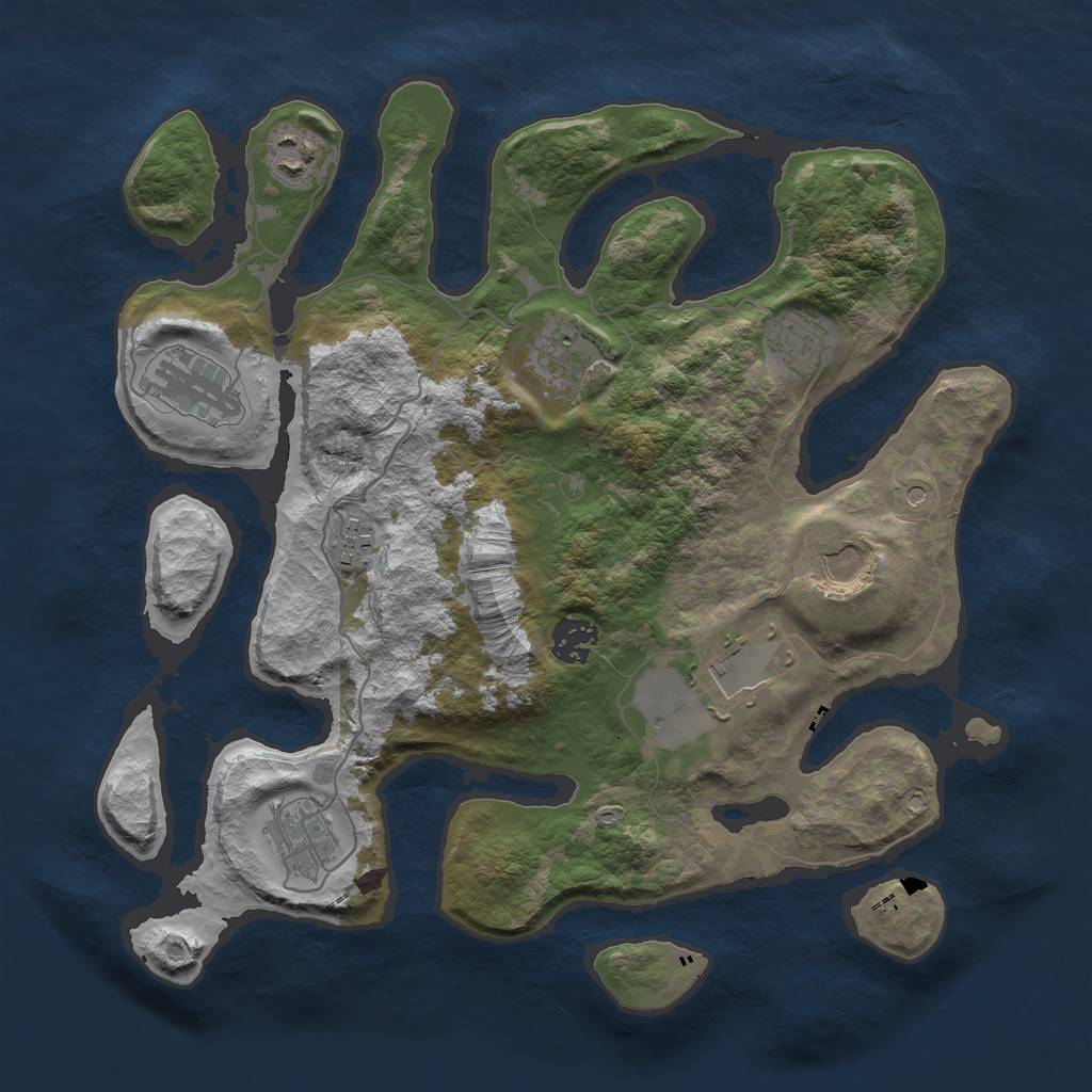 Rust Map: Barren, Size: 3500, Seed: 7895, 12 Monuments