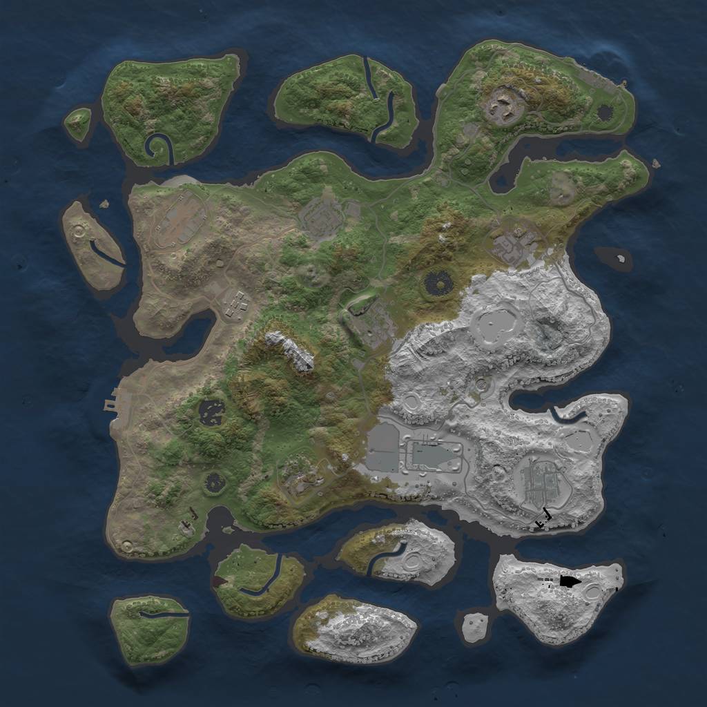 Rust Map: Procedural Map, Size: 3850, Seed: 1953999414, 21 Monuments