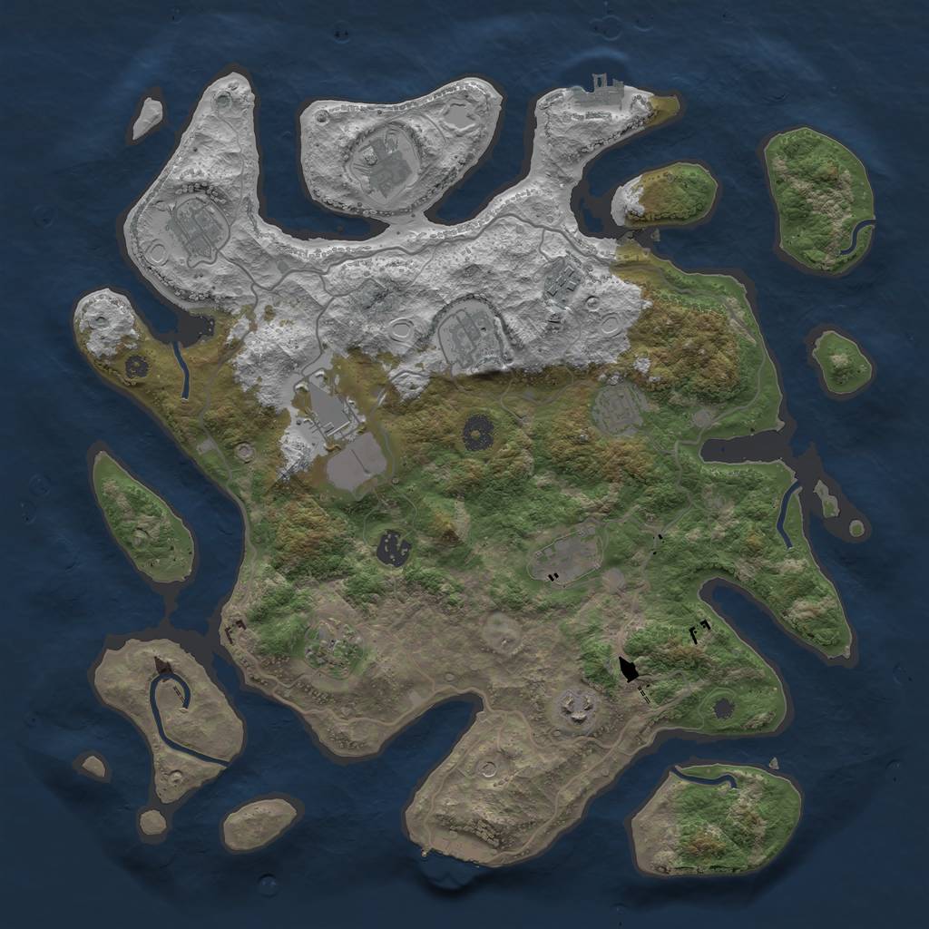 Rust Map: Procedural Map, Size: 4050, Seed: 34921993, 21 Monuments