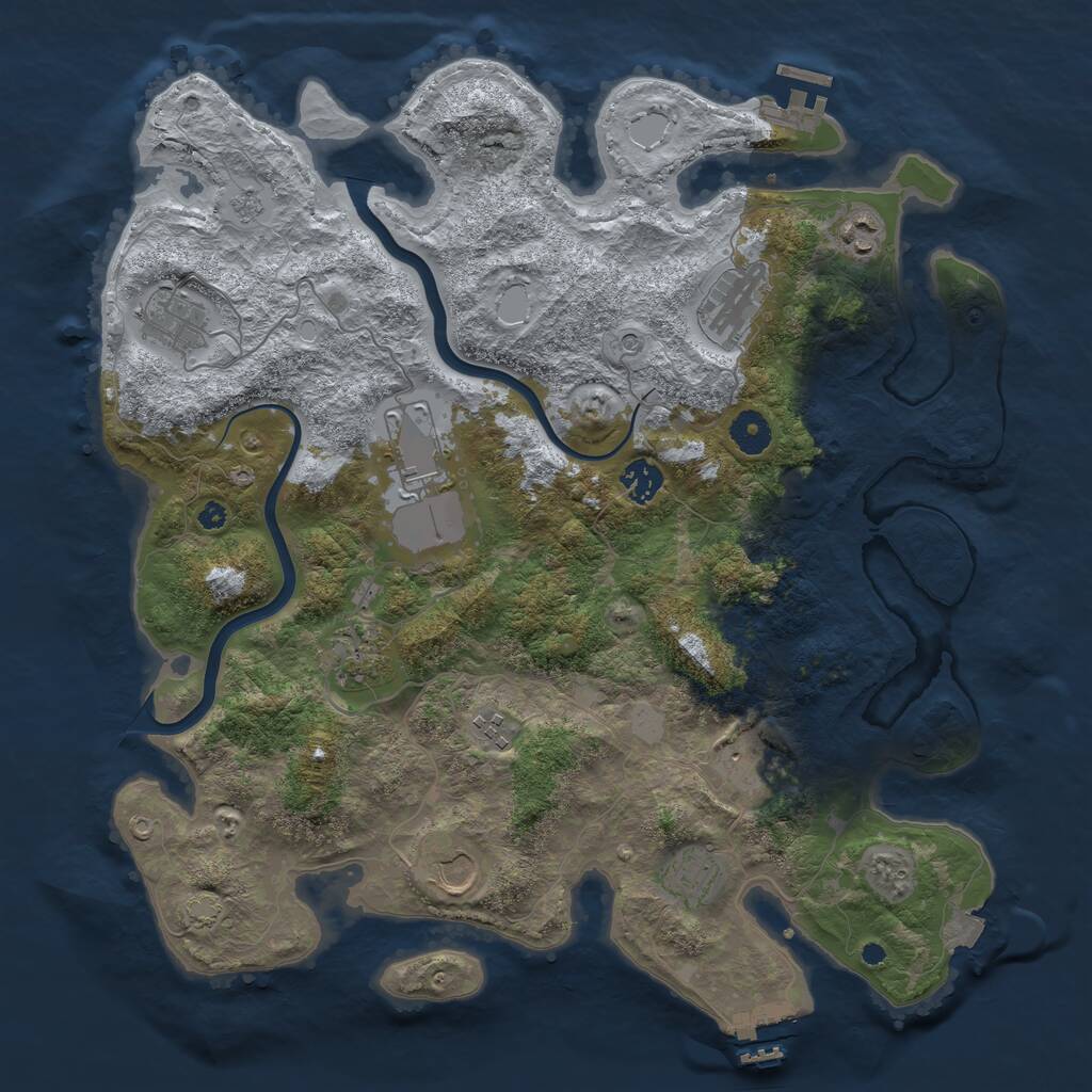 Rust Map: Procedural Map, Size: 3950, Seed: 943887541, 16 Monuments