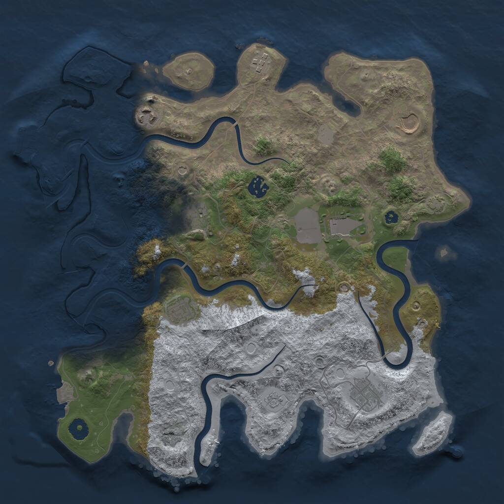 Rust Map: Procedural Map, Size: 3750, Seed: 9469912, 13 Monuments