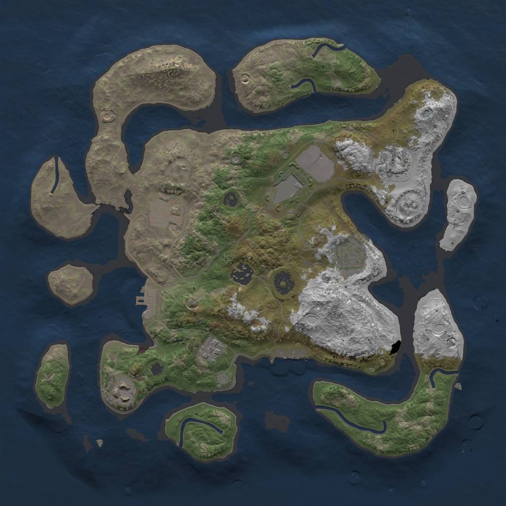 Rust Map: Procedural Map, Size: 3500, Seed: 856974, 17 Monuments