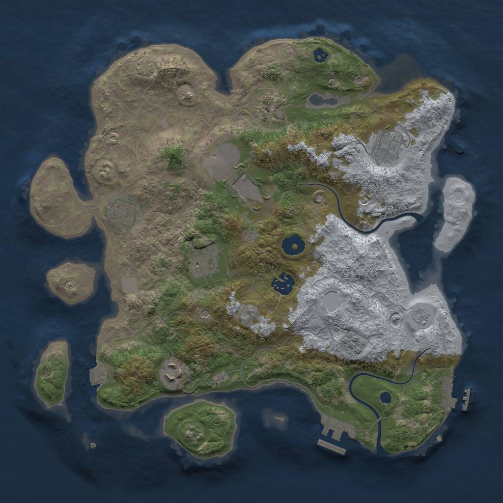 Rust Map: Procedural Map, Size: 3500, Seed: 856974, 14 Monuments