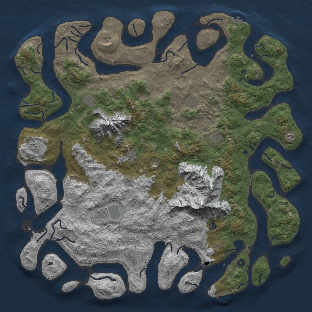 Rust Map: Procedural Map, Size: 6000, Seed: 709087, 22 Monuments