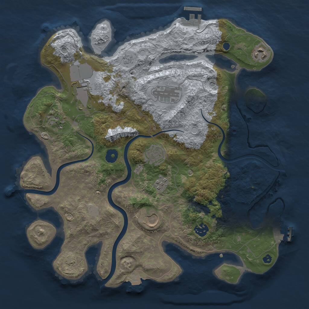 Rust Map: Procedural Map, Size: 3500, Seed: 1313143252, 14 Monuments