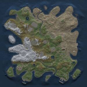 Thumbnail Rust Map: Procedural Map, Size: 3700, Seed: 2013136662, 15 Monuments