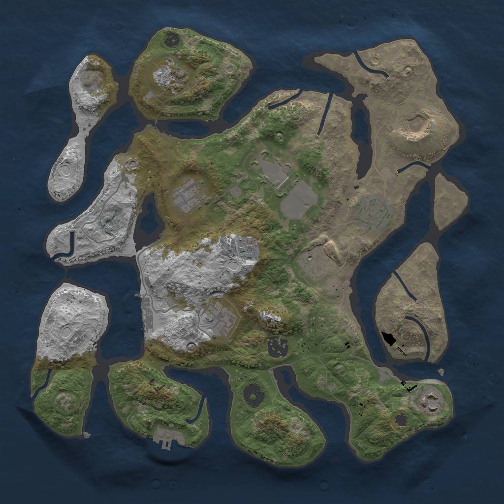 Rust Map: Procedural Map, Size: 3500, Seed: 1753541088, 20 Monuments