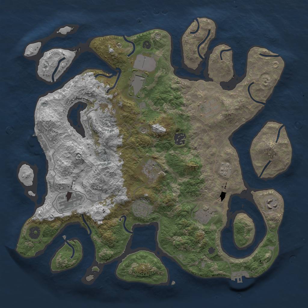 Rust Map: Procedural Map, Size: 3750, Seed: 58309119, 21 Monuments