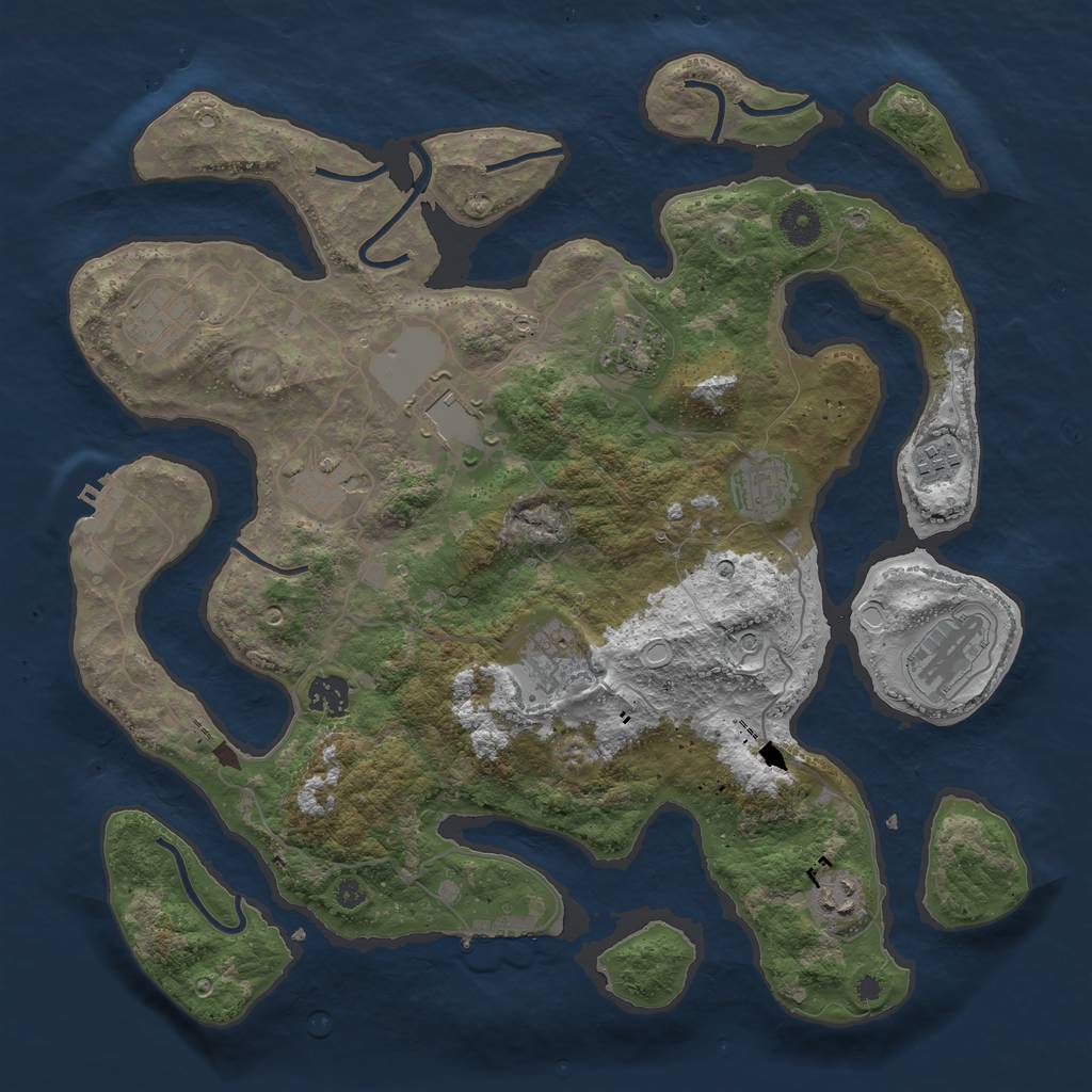 Rust Map: Procedural Map, Size: 3850, Seed: 1627001827, 21 Monuments