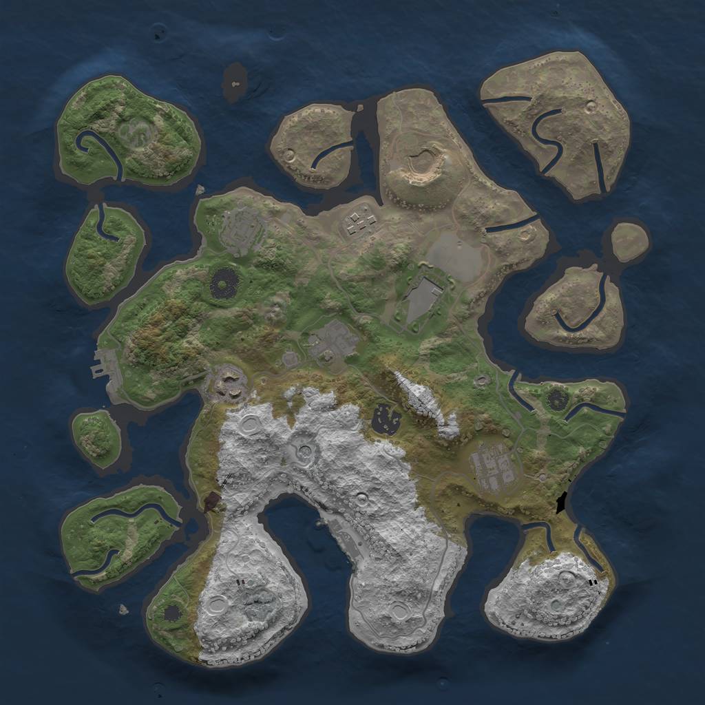 Rust Map: Procedural Map, Size: 3500, Seed: 235225, 19 Monuments