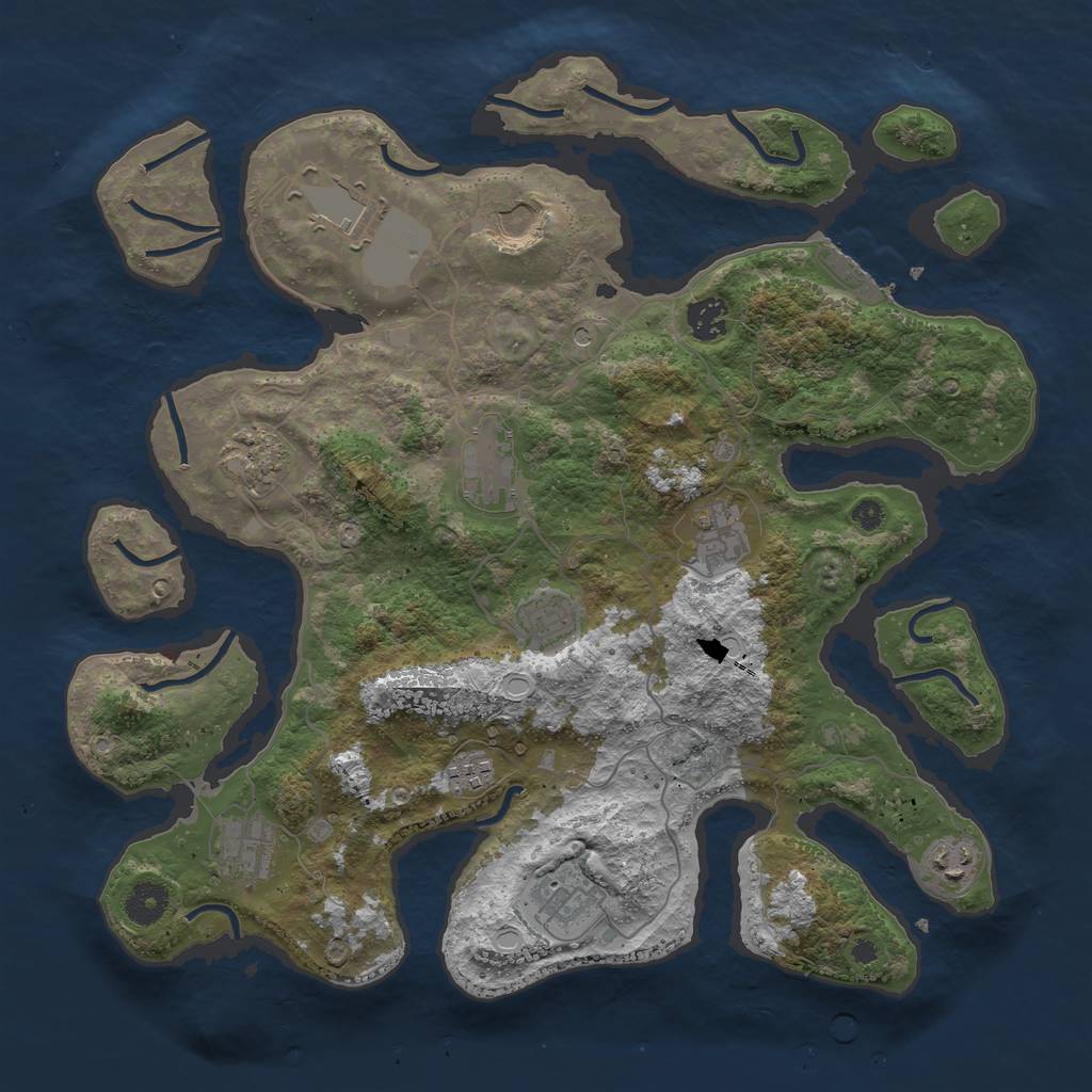 Rust Map: Procedural Map, Size: 3850, Seed: 401242528, 21 Monuments