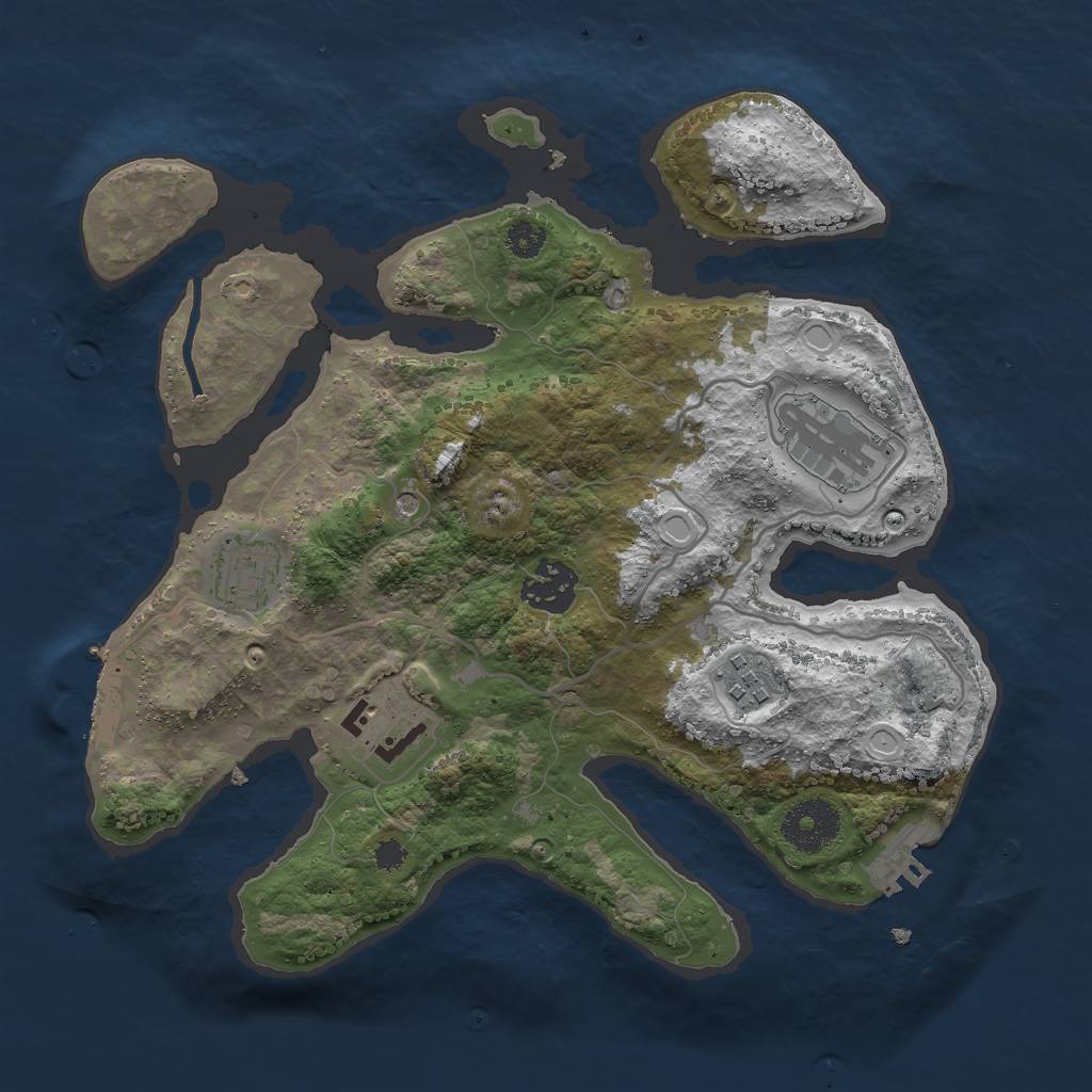 Rust Map: Procedural Map, Size: 3000, Seed: 676144676, 16 Monuments