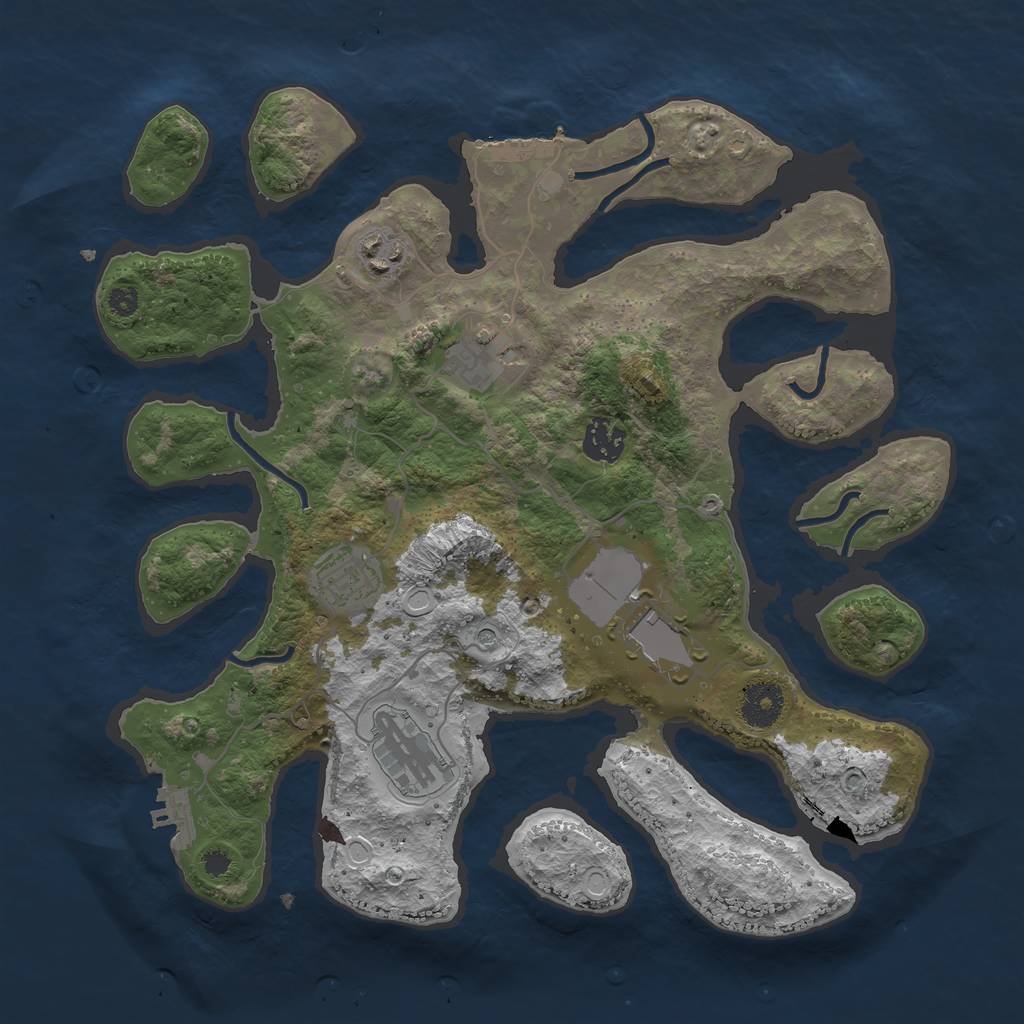 Rust Map: Procedural Map, Size: 3500, Seed: 1775224919, 17 Monuments