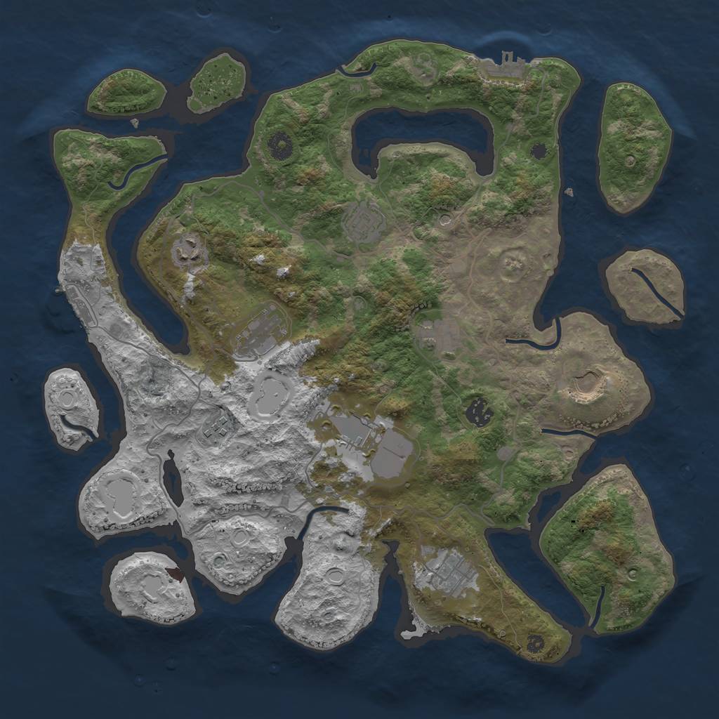 Rust Map: Procedural Map, Size: 4000, Seed: 1486, 20 Monuments