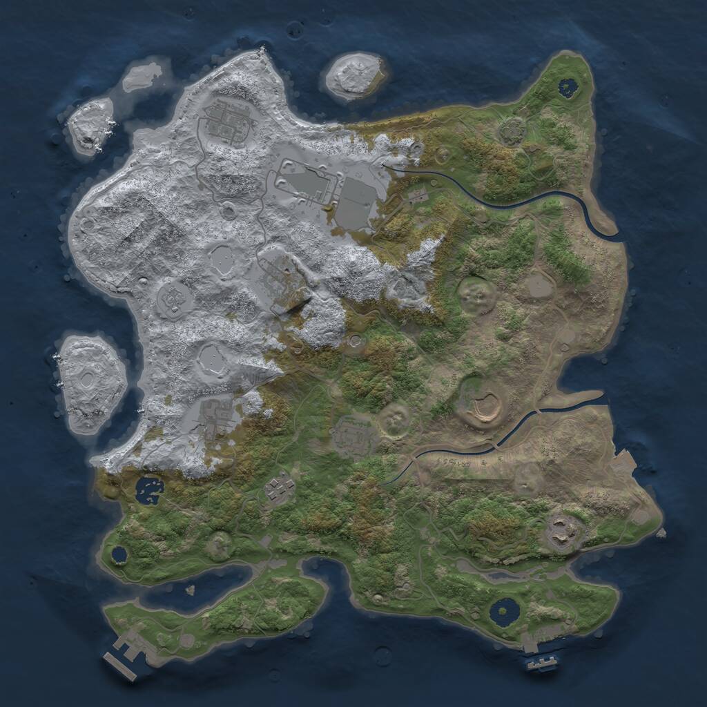 Rust Map: Procedural Map, Size: 3700, Seed: 918963621, 15 Monuments