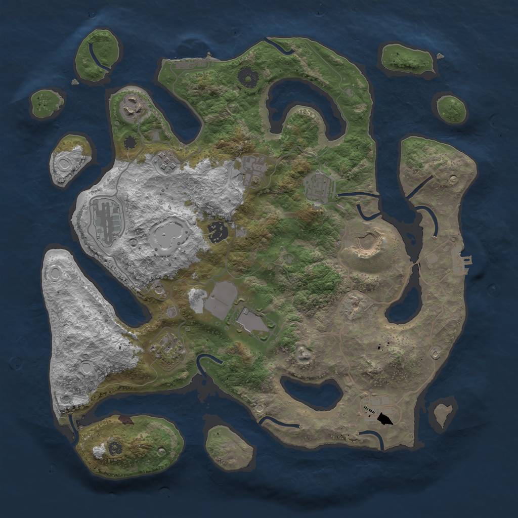 Rust Map: Procedural Map, Size: 3700, Seed: 286037606, 21 Monuments