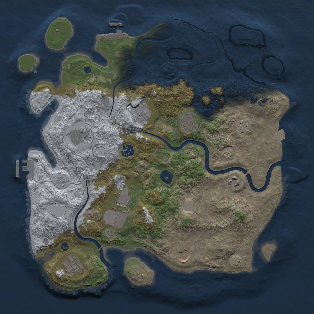 Rust Map: Procedural Map, Size: 3700, Seed: 286037606, 14 Monuments