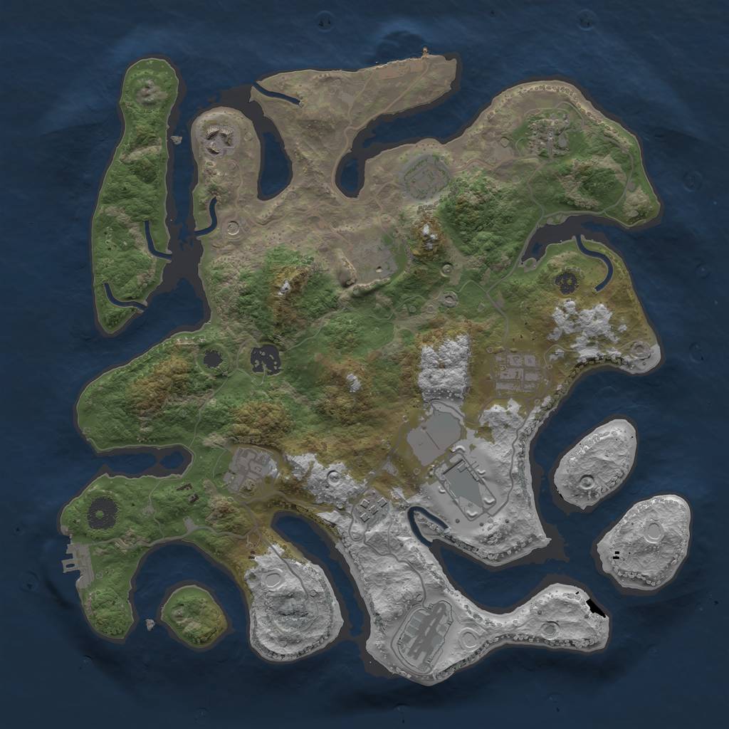 Rust Map: Procedural Map, Size: 3500, Seed: 36723533, 21 Monuments