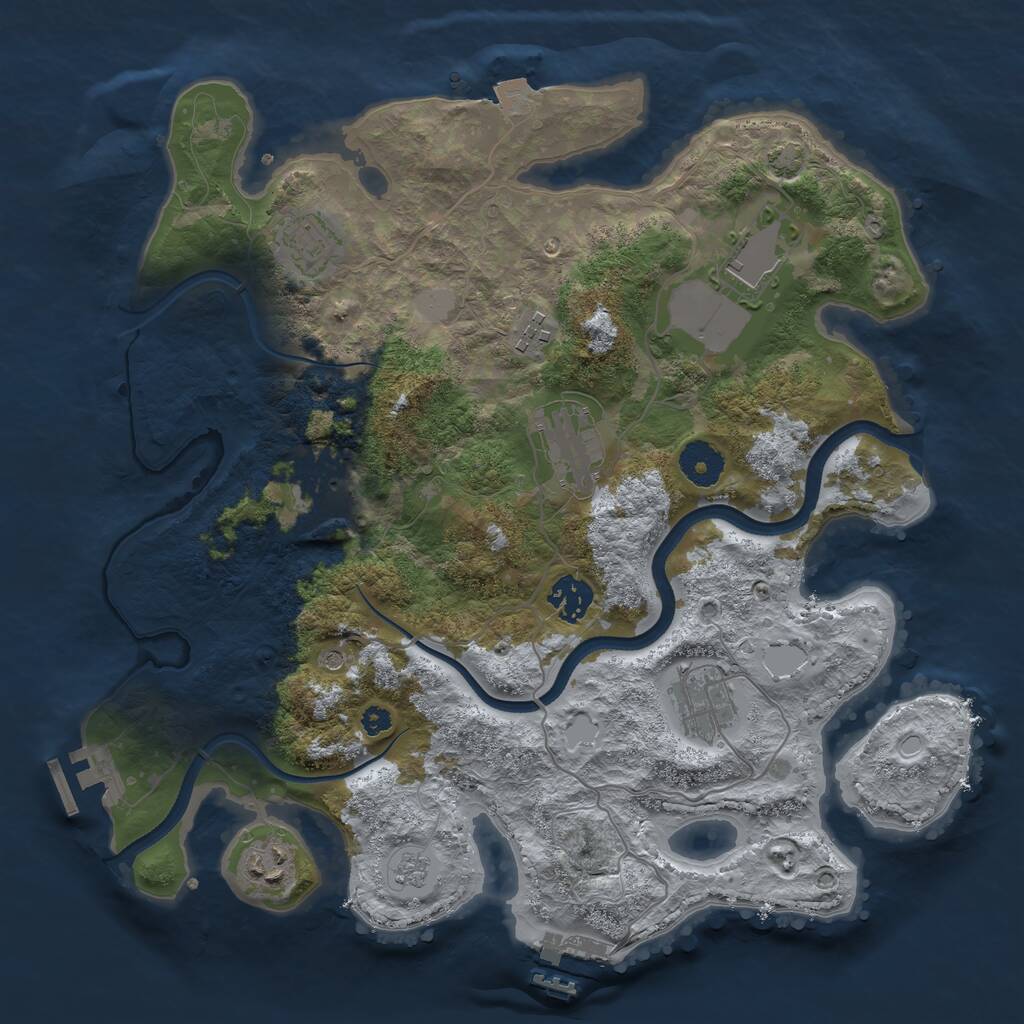 Rust Map: Procedural Map, Size: 3500, Seed: 36723533, 14 Monuments