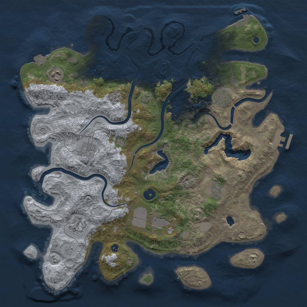 Rust Map: Procedural Map, Size: 4000, Seed: 832017, 13 Monuments