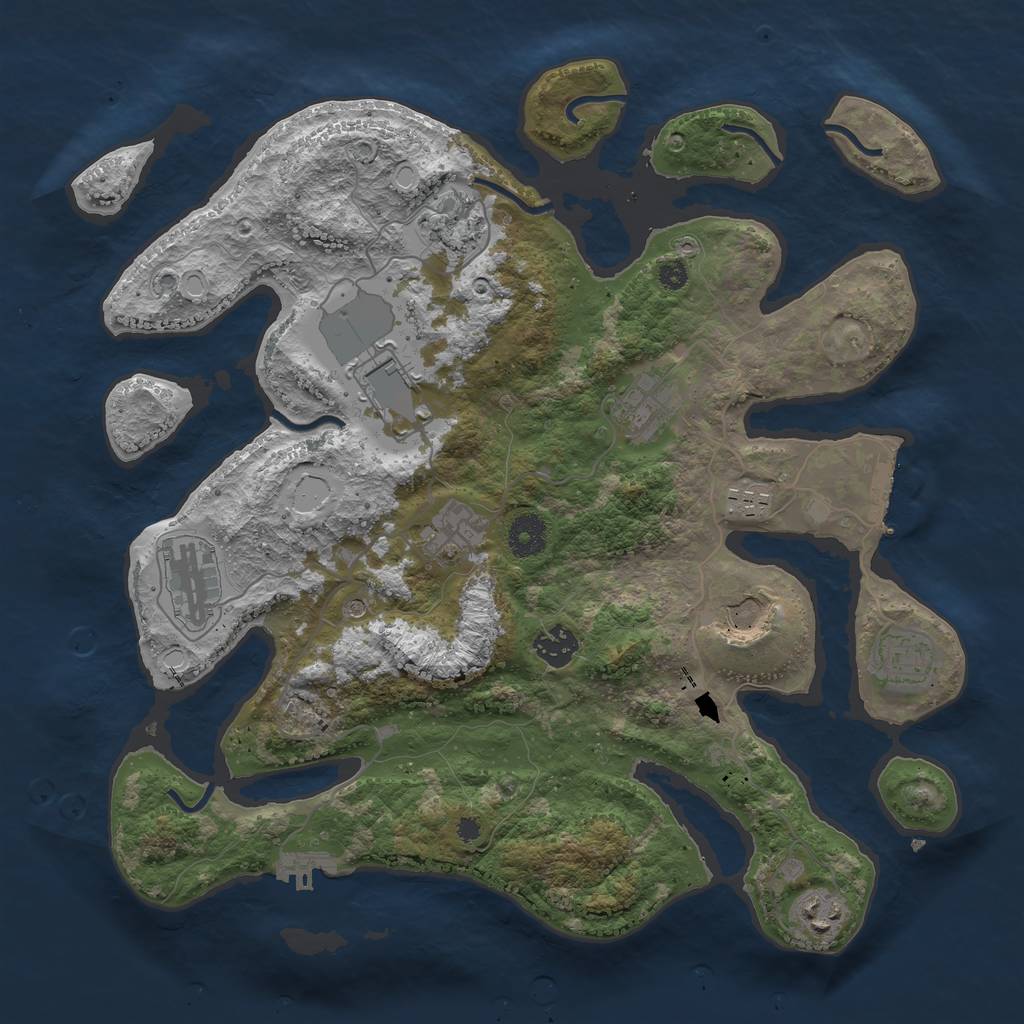 Rust Map: Procedural Map, Size: 3700, Seed: 42822666, 21 Monuments