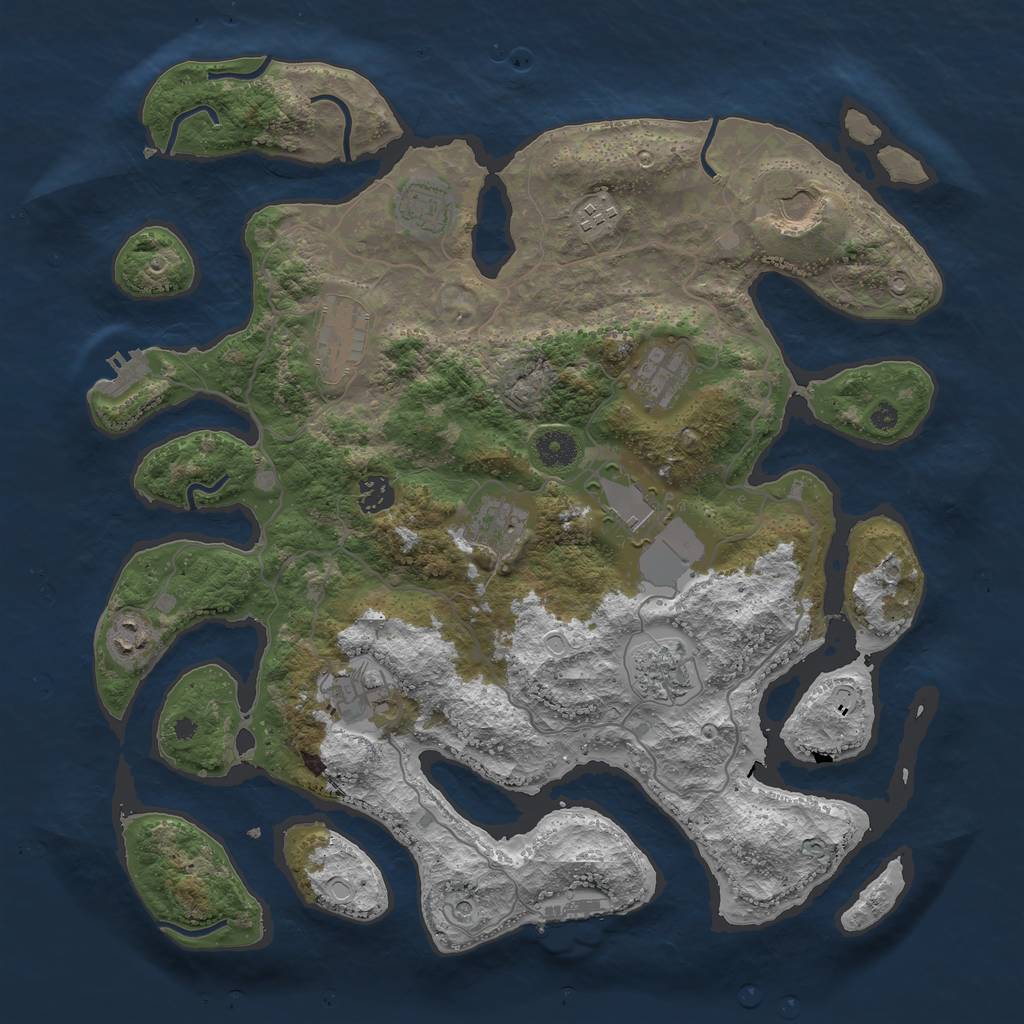 Rust Map: Procedural Map, Size: 4000, Seed: 722392057, 22 Monuments