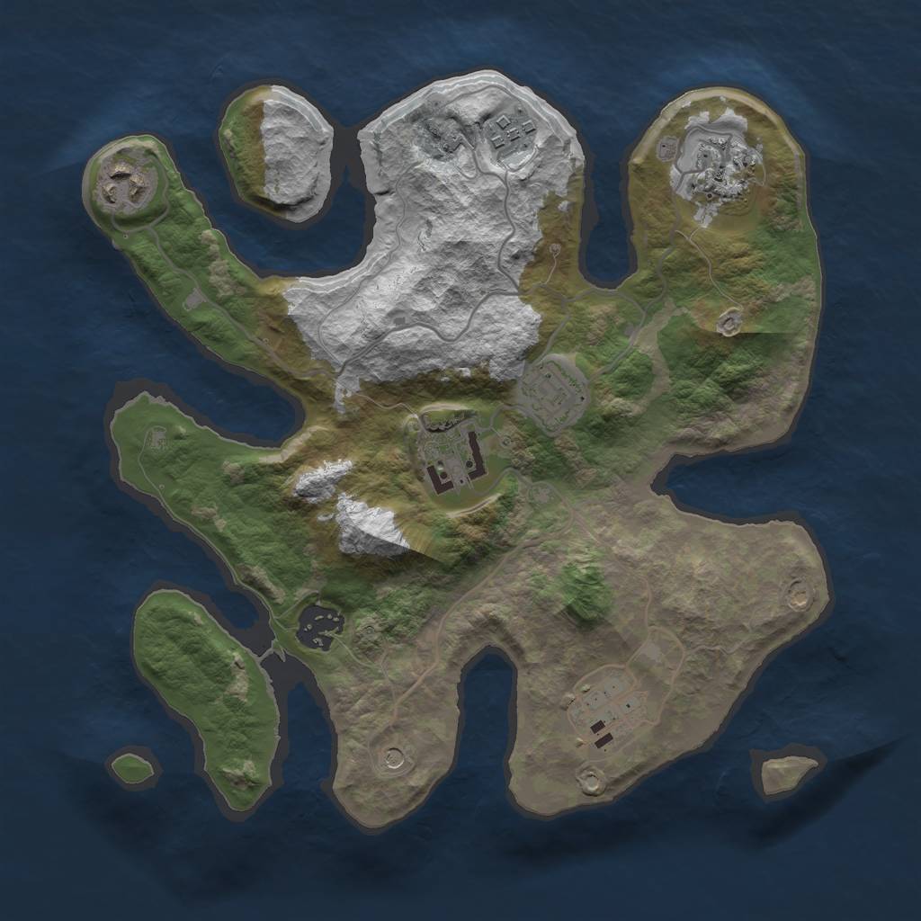 Rust Map: Barren, Size: 3000, Seed: 1155995560, 10 Monuments