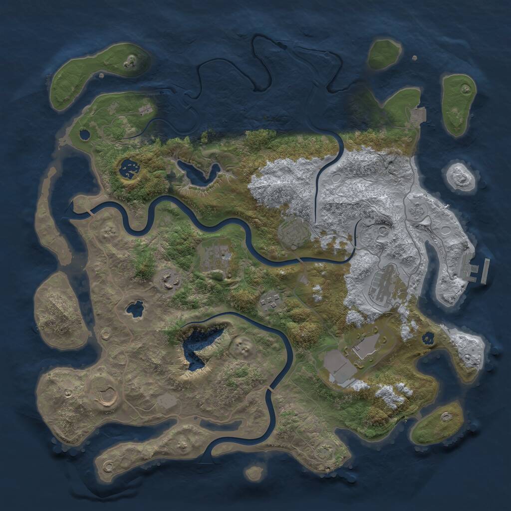 Rust Map: Procedural Map, Size: 4000, Seed: 347635, 13 Monuments