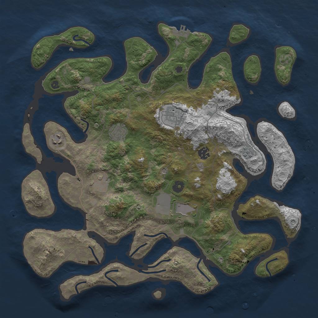 Rust Map: Procedural Map, Size: 4000, Seed: 347635, 17 Monuments