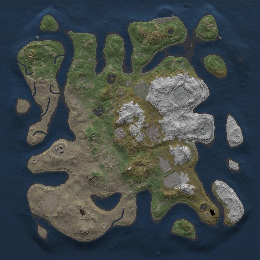 Rust Map: Procedural Map, Size: 4000, Seed: 71345, 19 Monuments