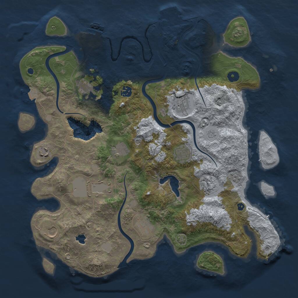 Rust Map: Procedural Map, Size: 4000, Seed: 71345, 17 Monuments