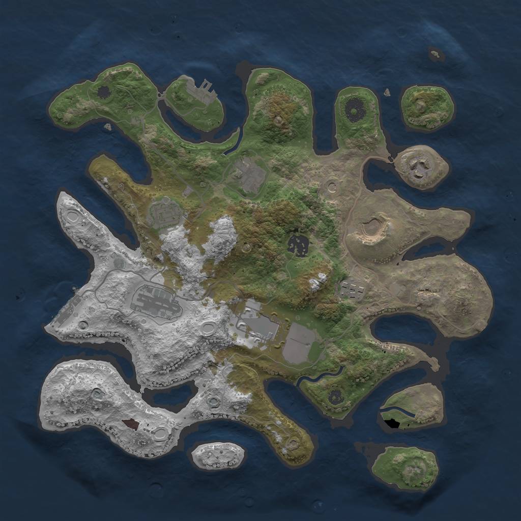 Rust Map: Procedural Map, Size: 3500, Seed: 496302929, 19 Monuments