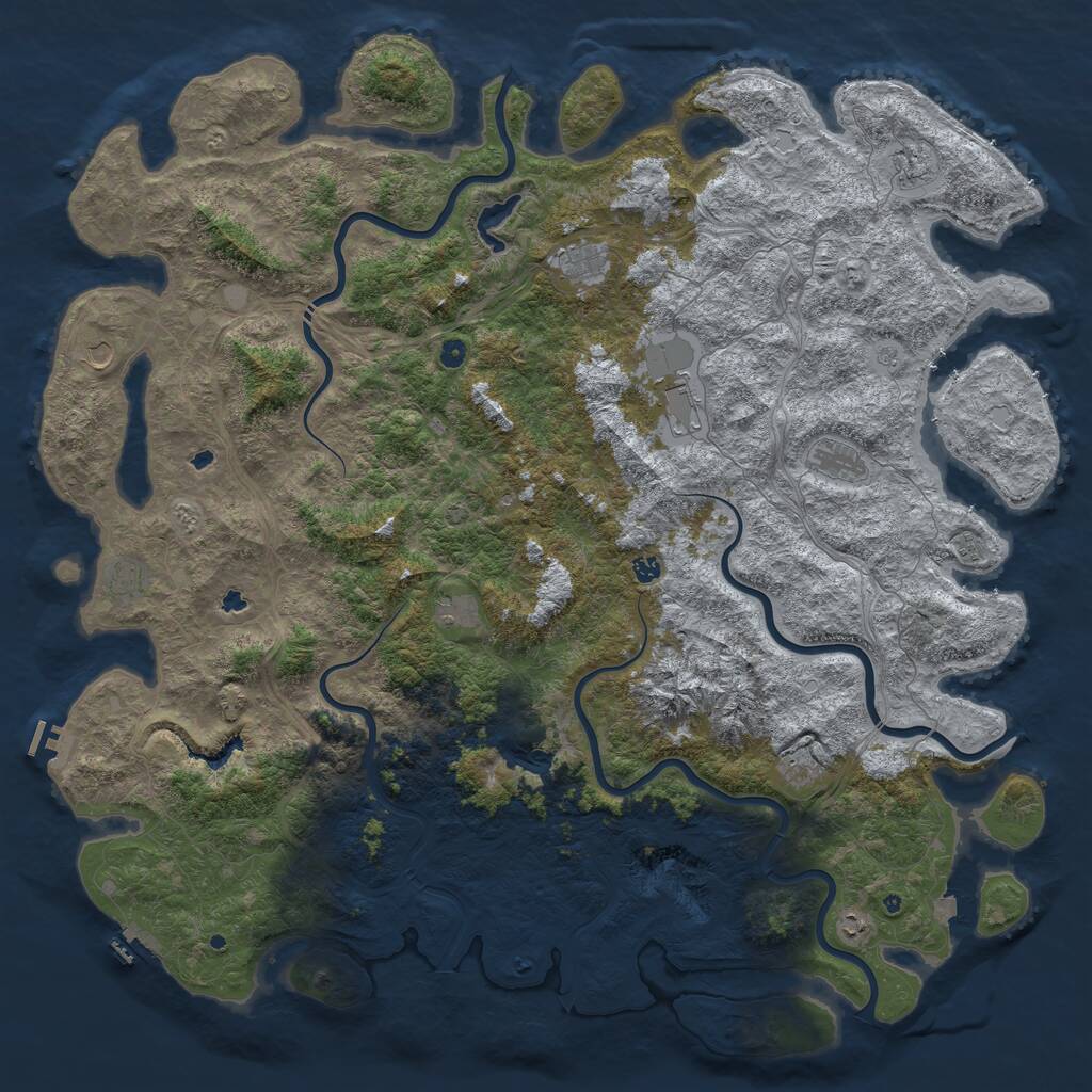 Rust Map: Procedural Map, Size: 6000, Seed: 96439646, 17 Monuments