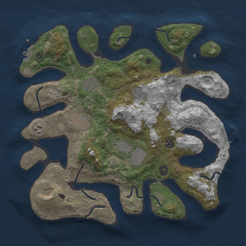Rust Map: Procedural Map, Size: 3700, Seed: 19735, 19 Monuments