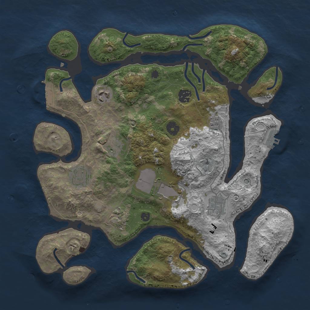 Rust Map: Procedural Map, Size: 3500, Seed: 90209853, 19 Monuments