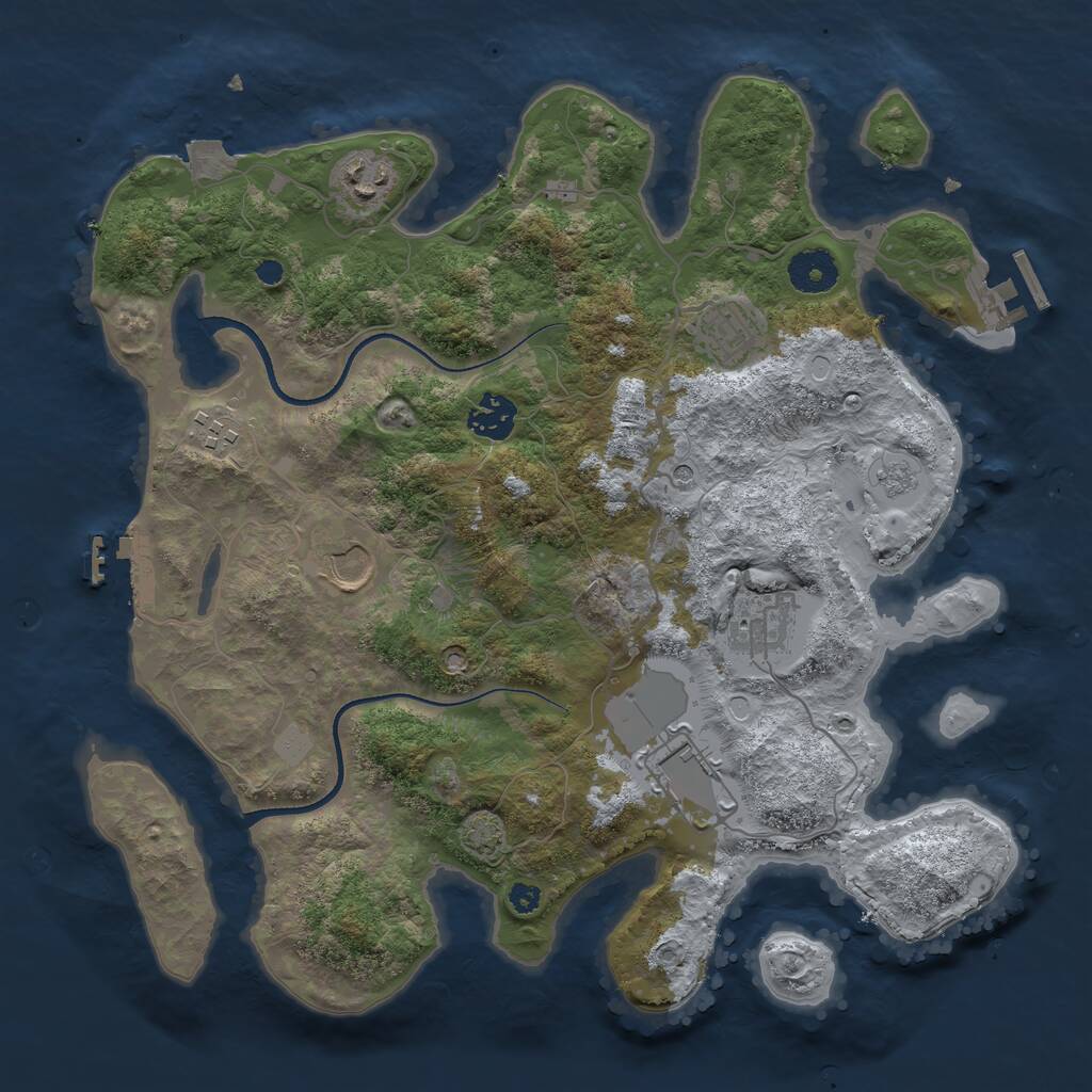 Rust Map: Procedural Map, Size: 3500, Seed: 210721, 13 Monuments