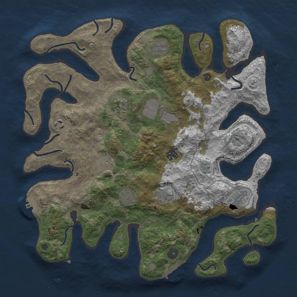 Rust Map: Procedural Map, Size: 4000, Seed: 6054777, 21 Monuments