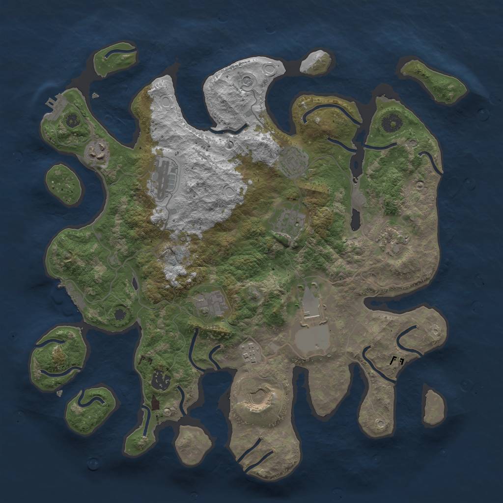 Rust Map: Procedural Map, Size: 3850, Seed: 735845424, 21 Monuments