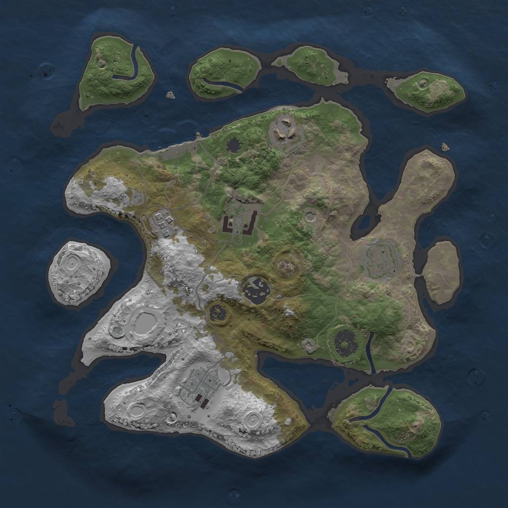 Rust Map: Procedural Map, Size: 3000, Seed: 2424447, 16 Monuments