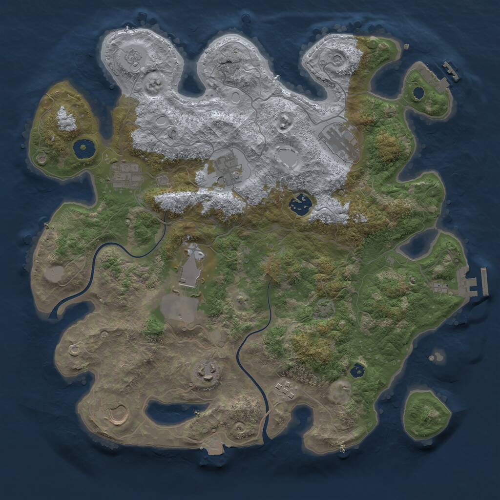 Rust Map: Procedural Map, Size: 3600, Seed: 1656054650, 14 Monuments