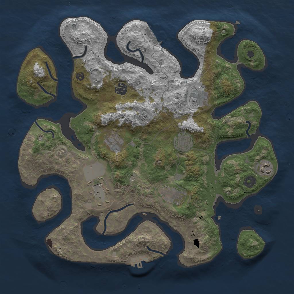 Rust Map: Procedural Map, Size: 3600, Seed: 1656054650, 19 Monuments