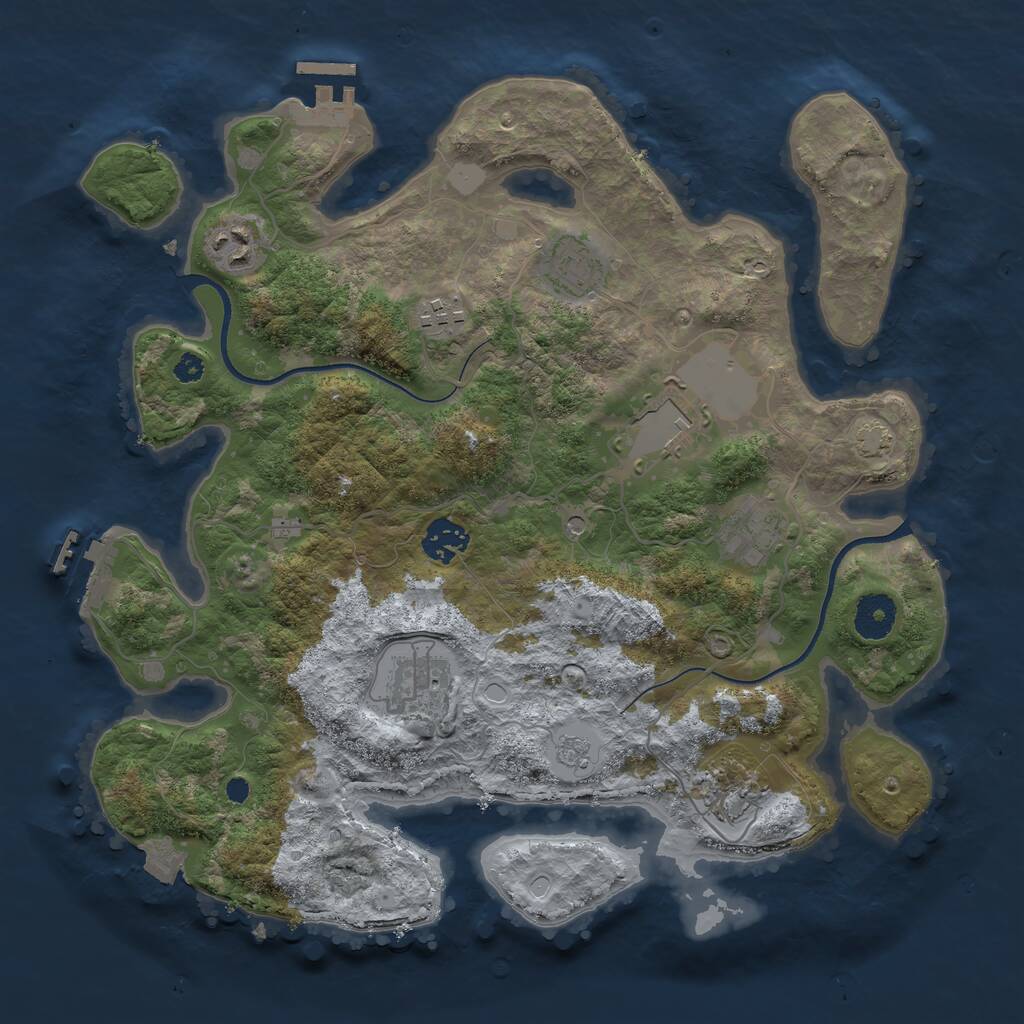 Rust Map: Procedural Map, Size: 3500, Seed: 1048274833, 14 Monuments