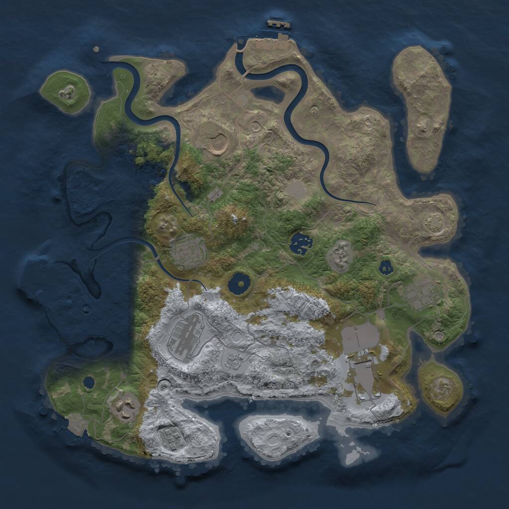 Rust Map: Procedural Map, Size: 3500, Seed: 1048274833, 14 Monuments