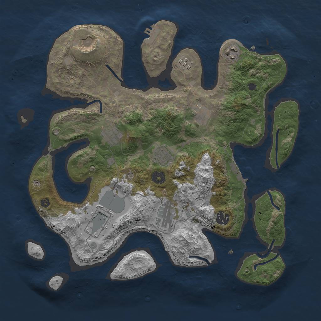 Rust Map: Procedural Map, Size: 3500, Seed: 90202853, 20 Monuments