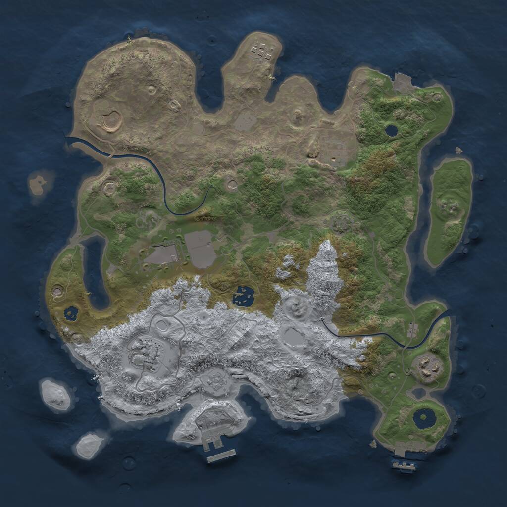 Rust Map: Procedural Map, Size: 3500, Seed: 90202853, 13 Monuments